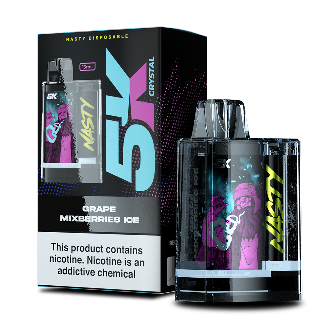 Nasty 5K Crystal - GRAPE MIXEBERRIES ICE 5000 puffs 5%  Jetable  xvape.ma Maroc.