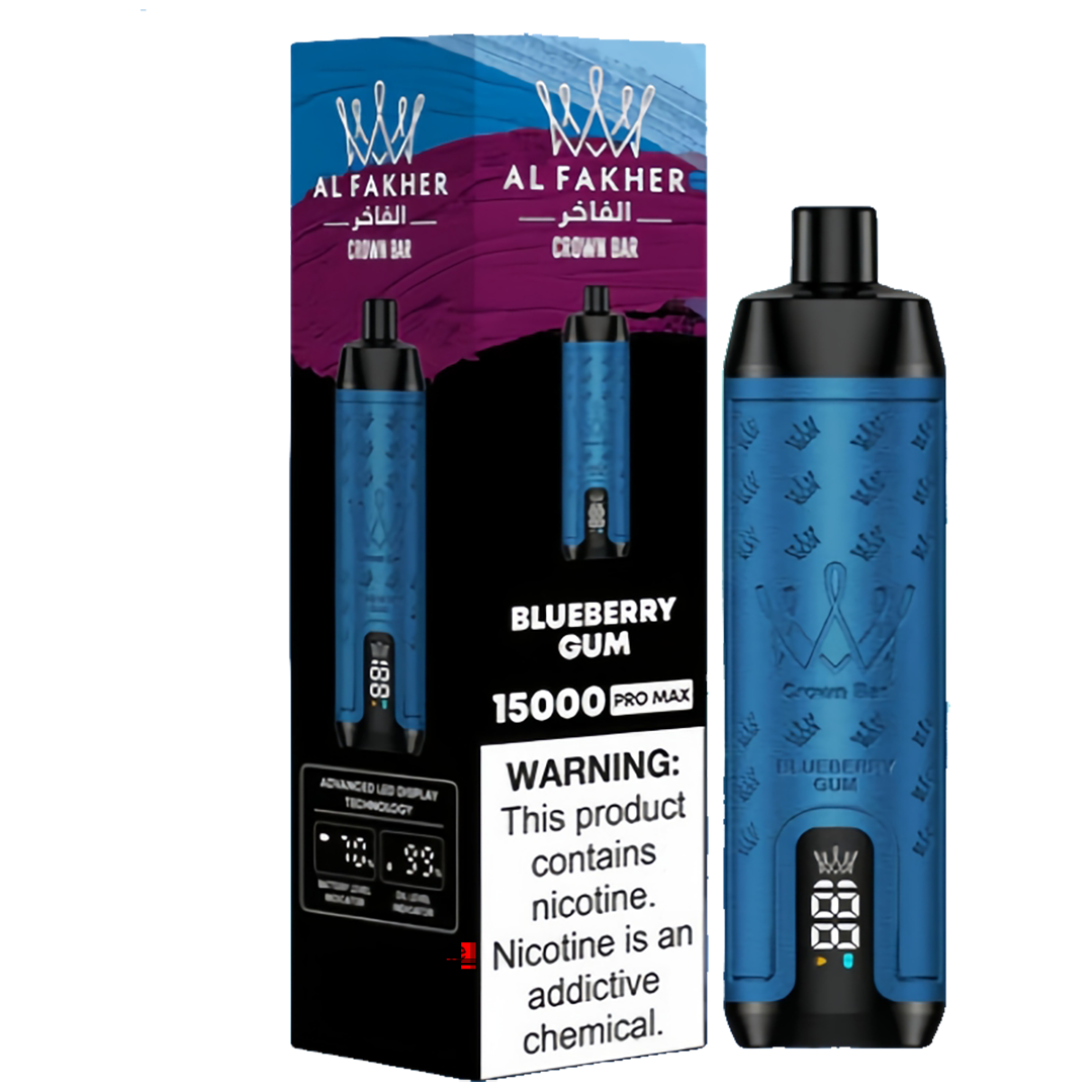 AL Fakher Crown Bar 15000 puffs Pro Max - Blueberry Gum - 5mg AL Fakher Crown Bar 15000 puffs Pro Max - Blueberry Gum - 5mg