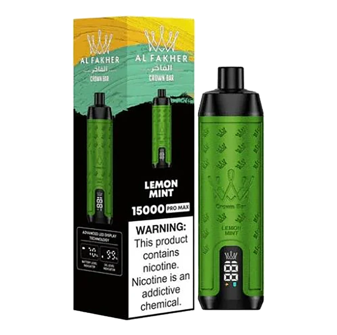 AL Fakher Crown Bar 15000 puffs Pro Max - Lemon Mint - 5mg AL Fakher Crown Bar 15000 puffs Pro Max - Lemon Mint - 5mg