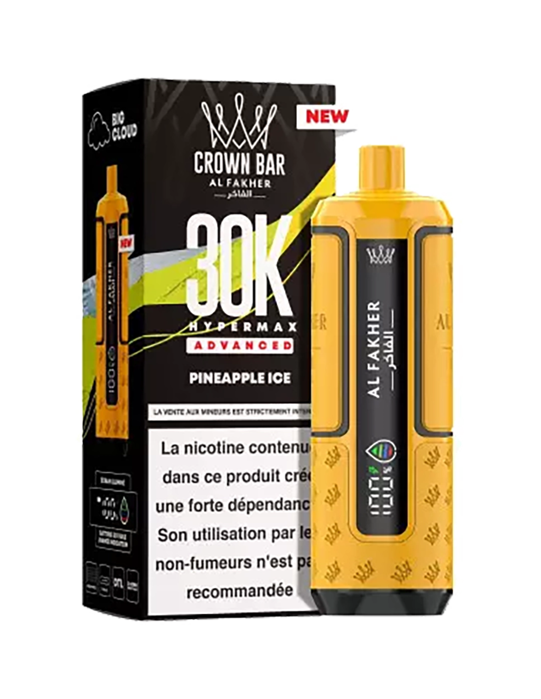 AL Fakher Crown Bar Hyper Max 30K puffs - Pineapple Ice - 5mg