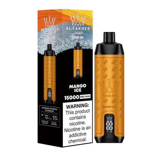 AL Fakher Crown Bar 15000 puffs - Mango Ice - 5mg AL Fakher Crown Bar 15000 puffs - Mango Ice - 5mg