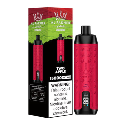 AL Fakher Crown Bar 15000 puffs - Two Apple - 5mg AL Fakher Crown Bar 15000 puffs - Two Apple - 5mg
