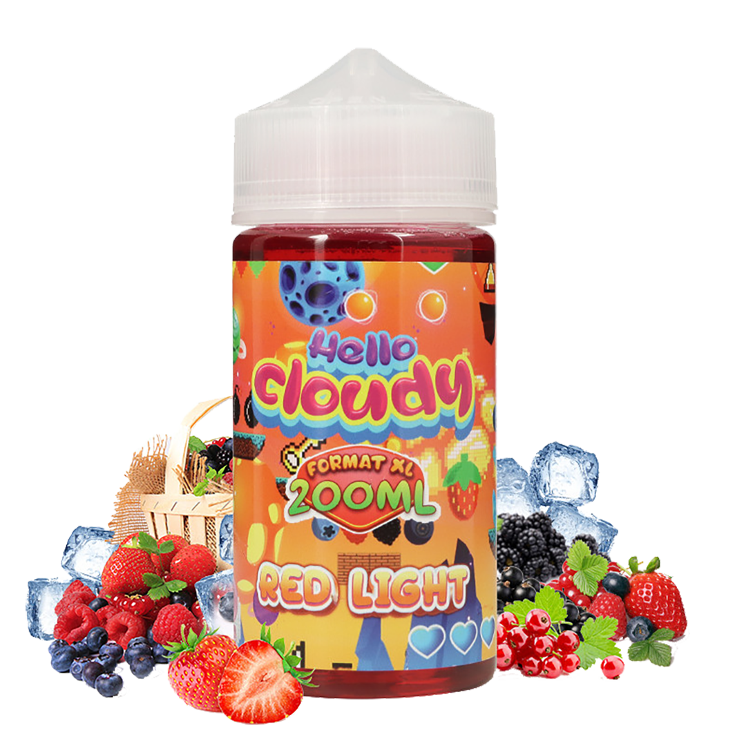 Hello Cloudy - Red Light 200mL  E-liquide premium  xvape.ma Maroc.