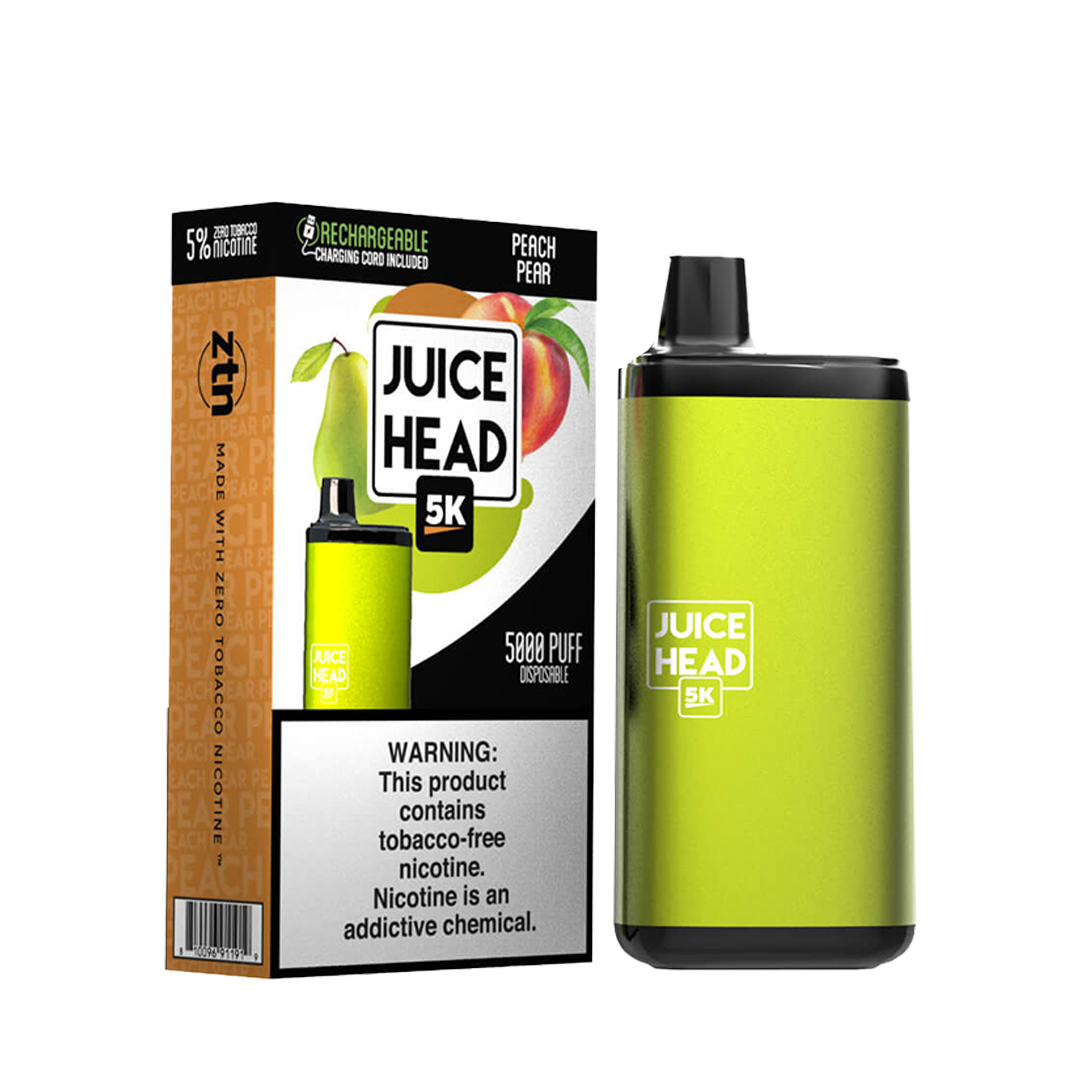 JUICE HEAD BARS FREEZE 5000 Taffs Peach Pear E-Cigarette Jetable Jetable xvape.ma Maroc.