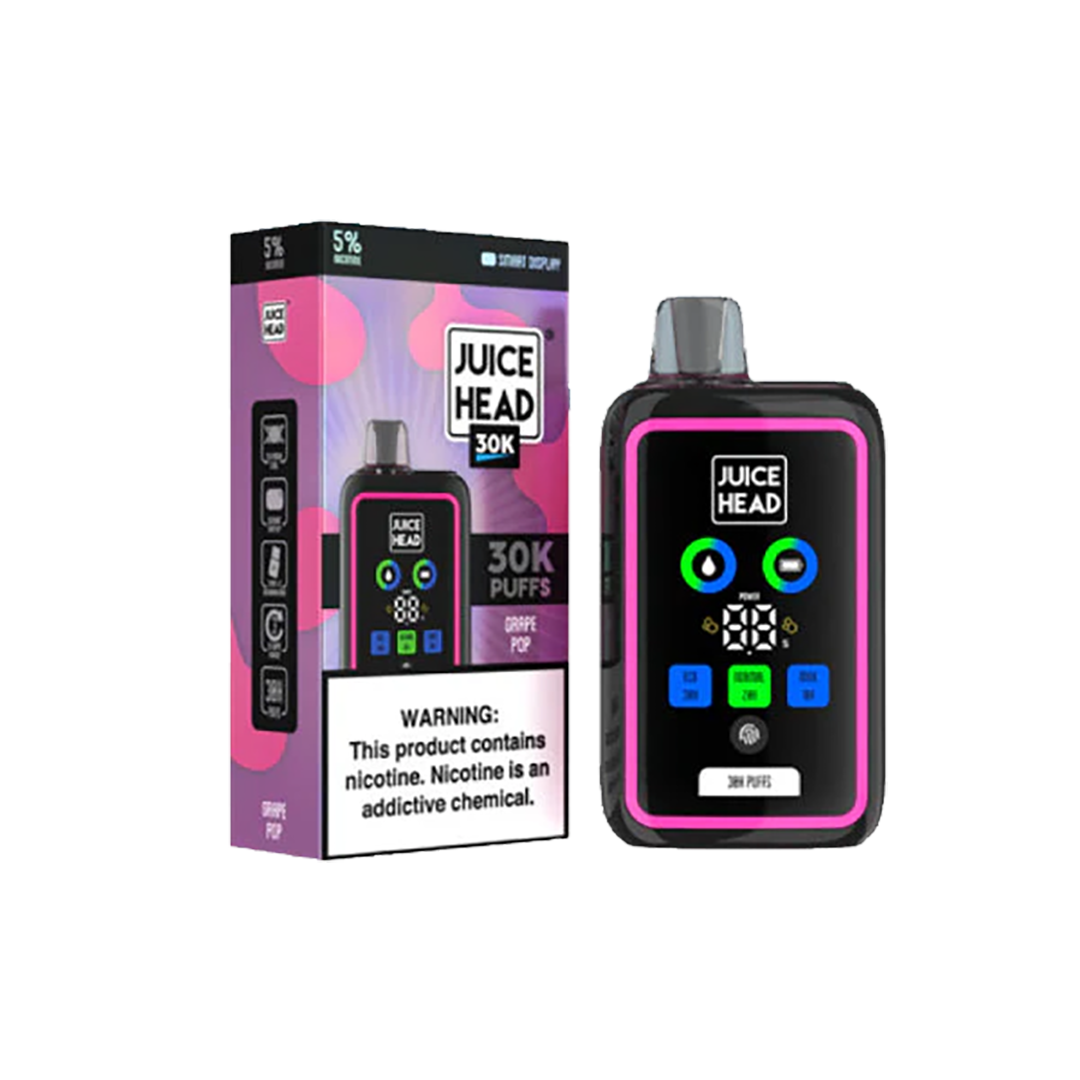 JUICE HEAD 30K Puffs - Grape Pop Ice - 5% Jetable xvape.ma Maroc.