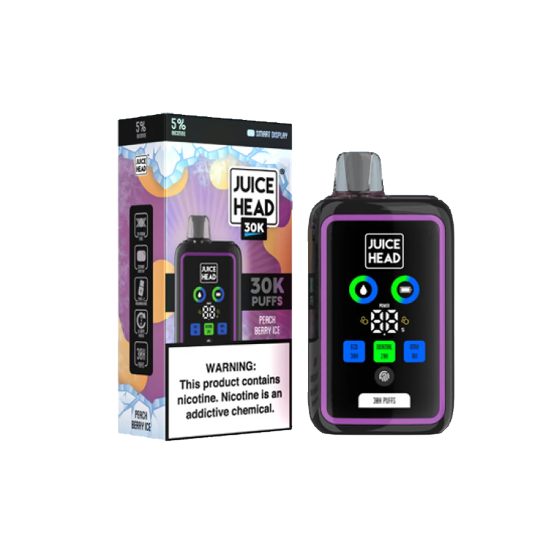 JUICE HEAD 30K Puffs - Peach Berry Ice - 5% Jetable xvape.ma Maroc.