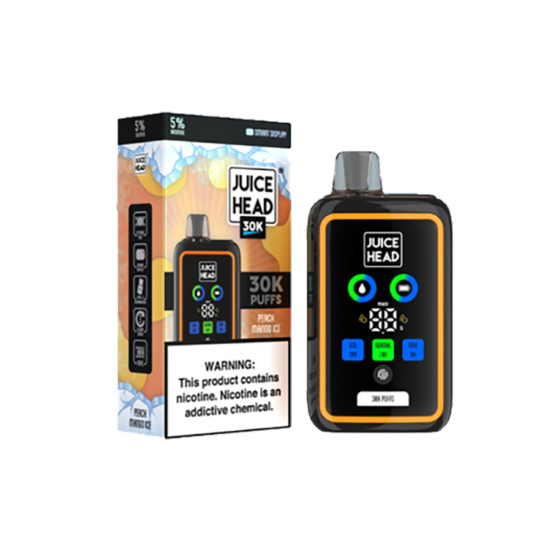 JUICE HEAD 30K Puffs - Peach Mango Ice - 5%  Jetable  xvape.ma Maroc.