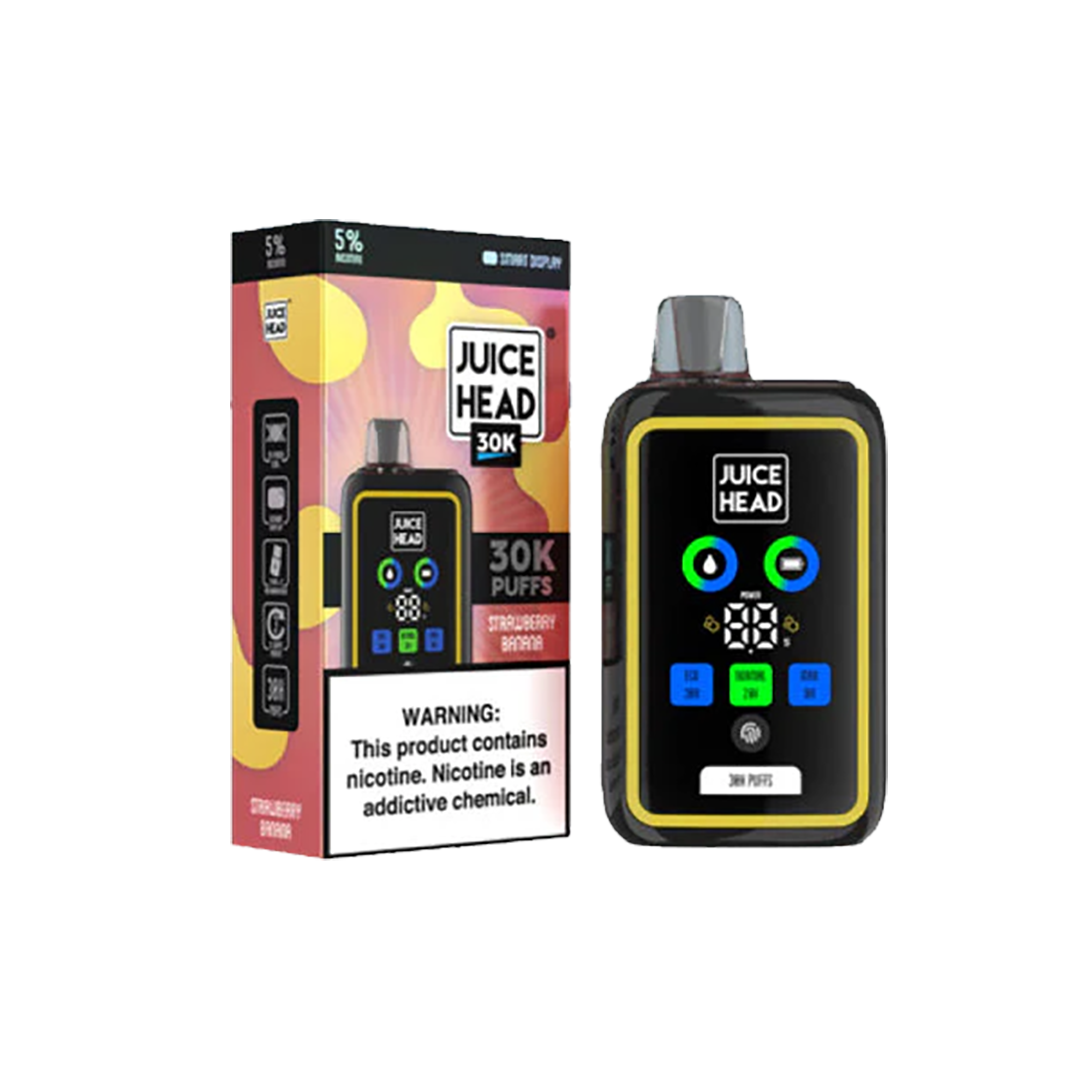 JUICE HEAD 30K Puffs - Strawberry Banana - 5%  Jetable  xvape.ma Maroc.