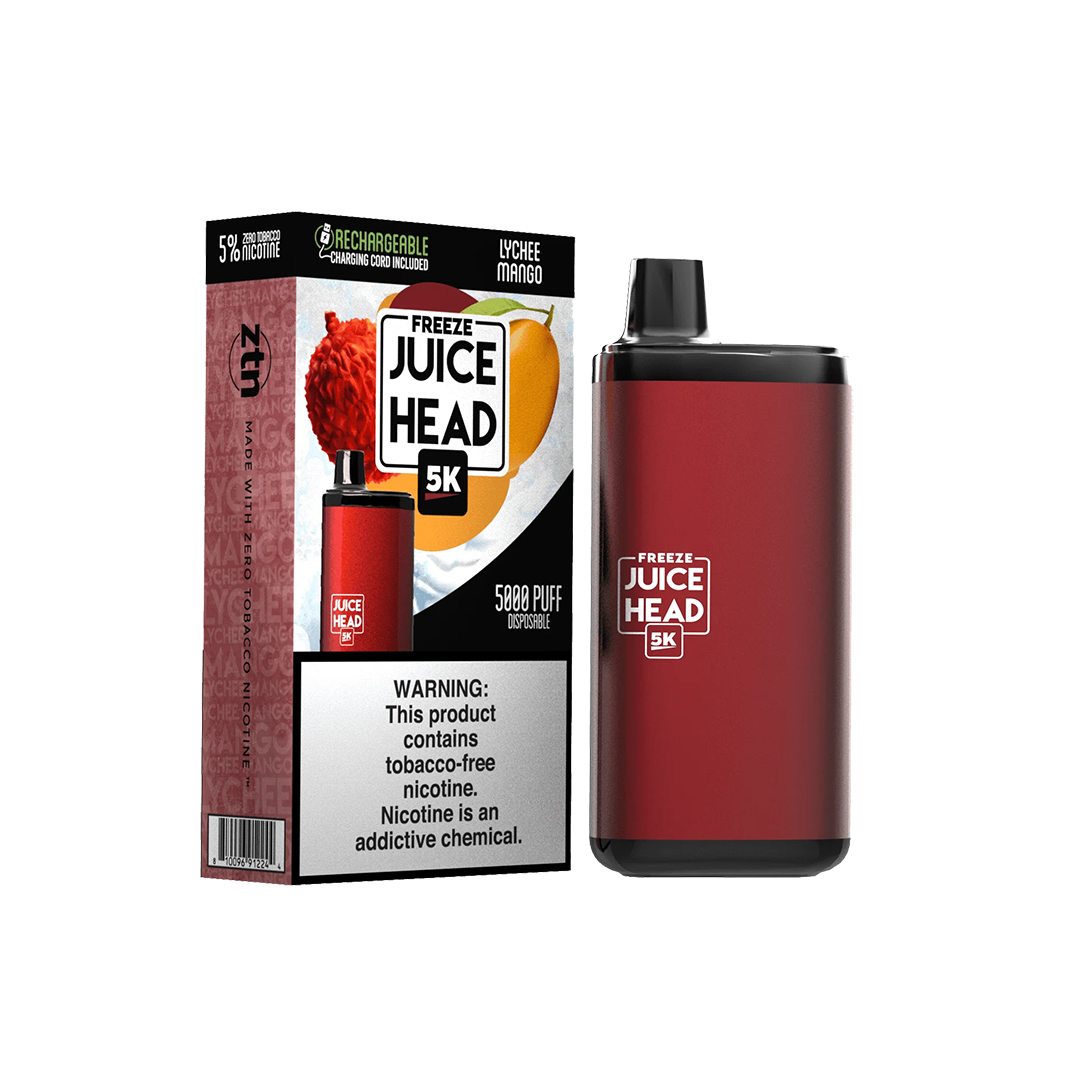 JUICE HEAD BARS FREEZE 5000 Taffs - Lychee Mango Jetable xvape.ma Maroc.
