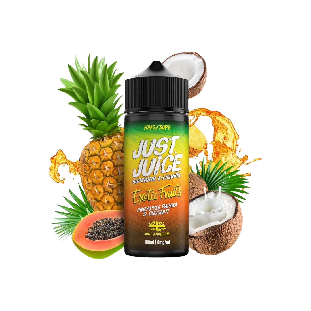 Just Juice - Exotic Fruits Pineapple, Papaya & Coconut - 120ml E-liquide premium xvape.ma Maroc.