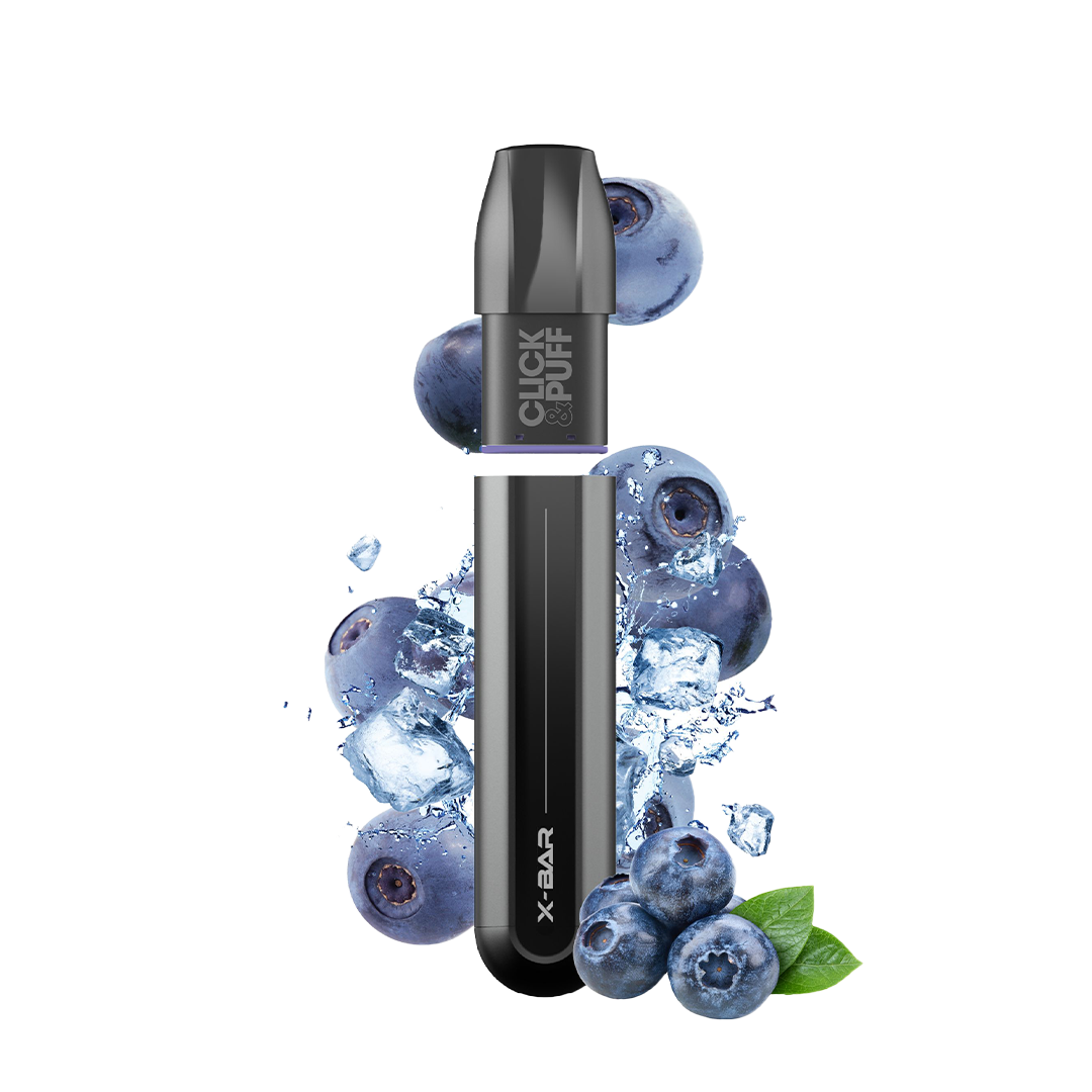 X-BAR Click & Puff kit de démarrage - Myrtille Glacée  Starter Kits (Pods Fermés)  xvape.ma Maroc.