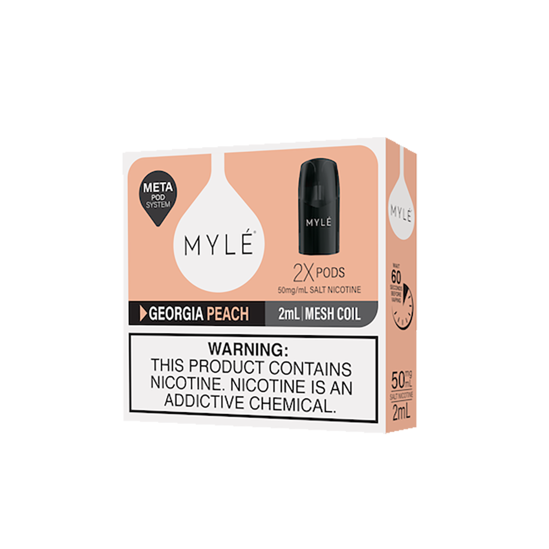 MYLE META POD - GEORGIA PEACH - 5% Cartouches Pré-Remplies xvape.ma Maroc.