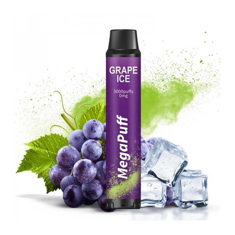 MegaPuff Grape Ice - 3000 Puff - 0mg  Jetable  xvape.ma Maroc.