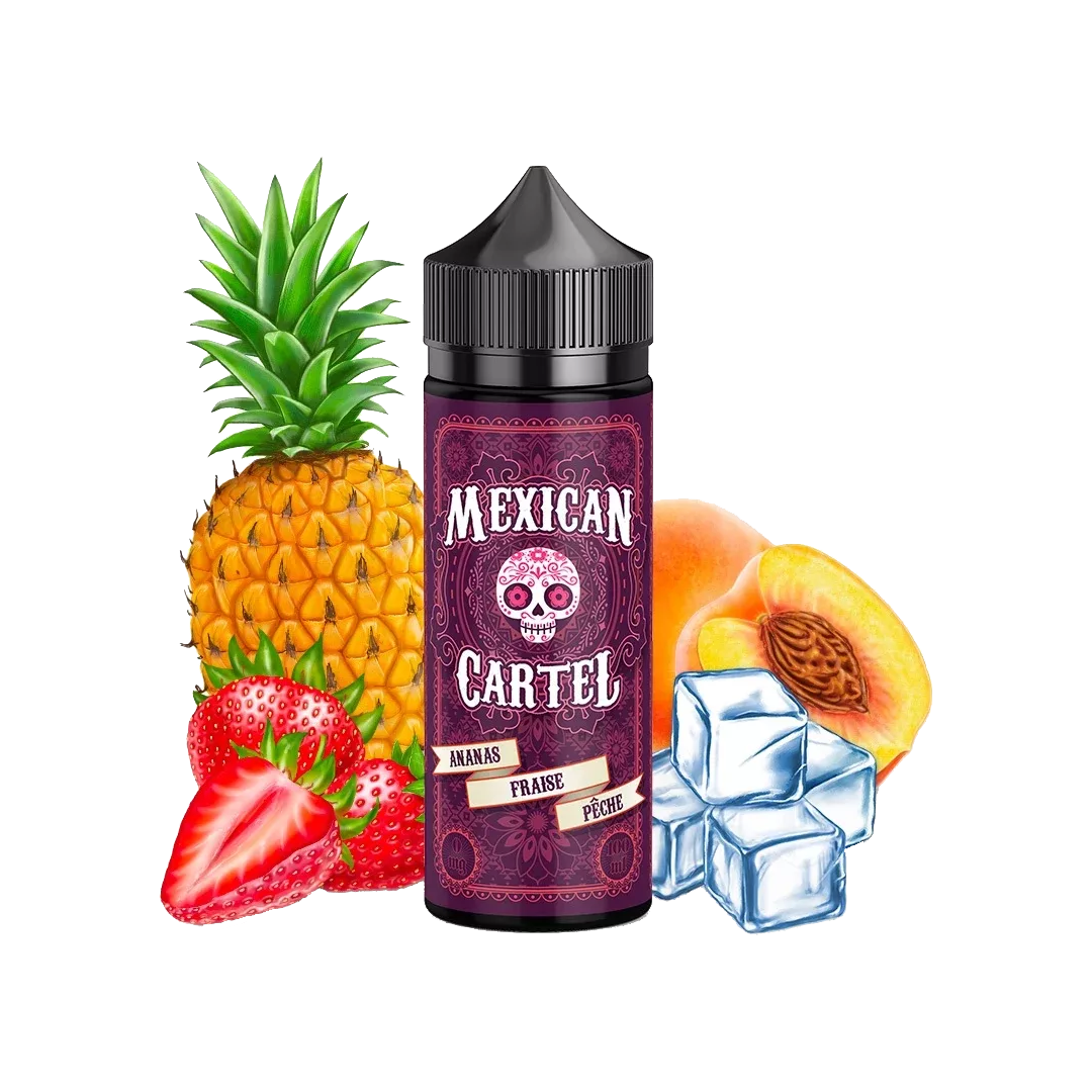 Mexican Cartel Ananas Fraise Pêche 120ml  E-liquide premium  xvape.ma Maroc.