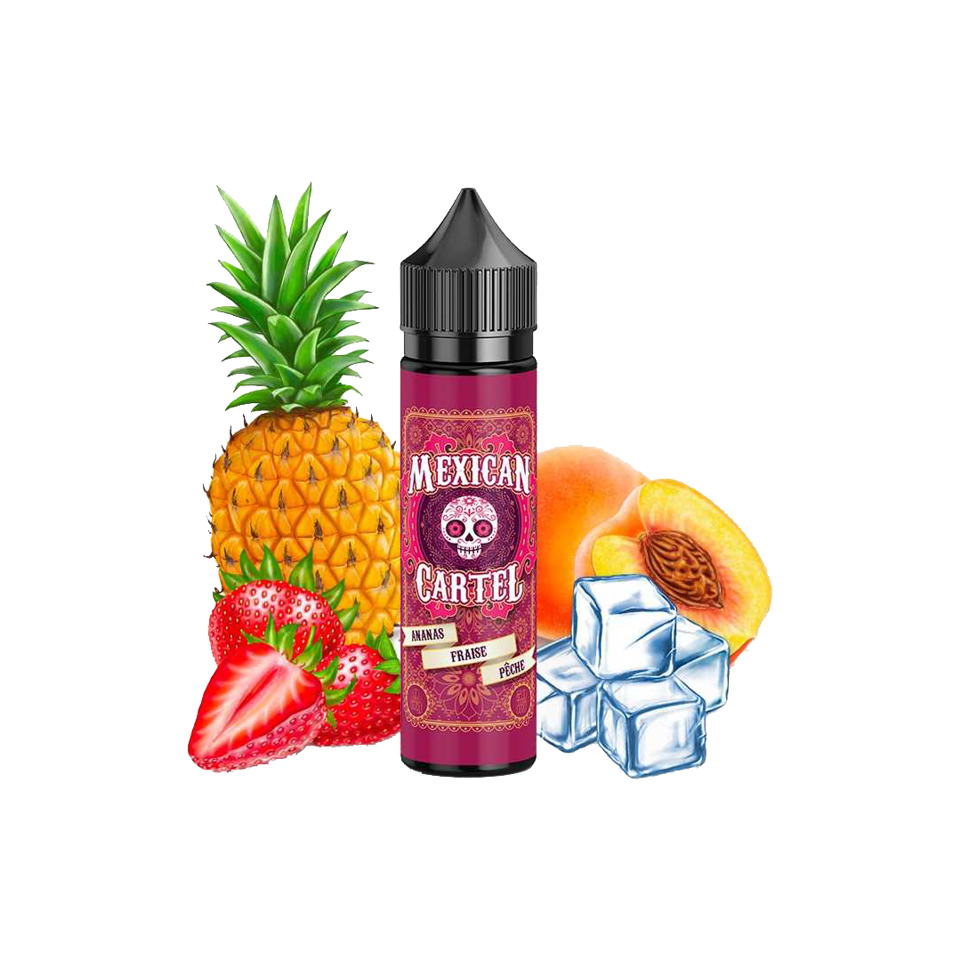 Mexican Cartel Ananas Fraise Pêche 60ml  E-liquide premium  xvape.ma Maroc.