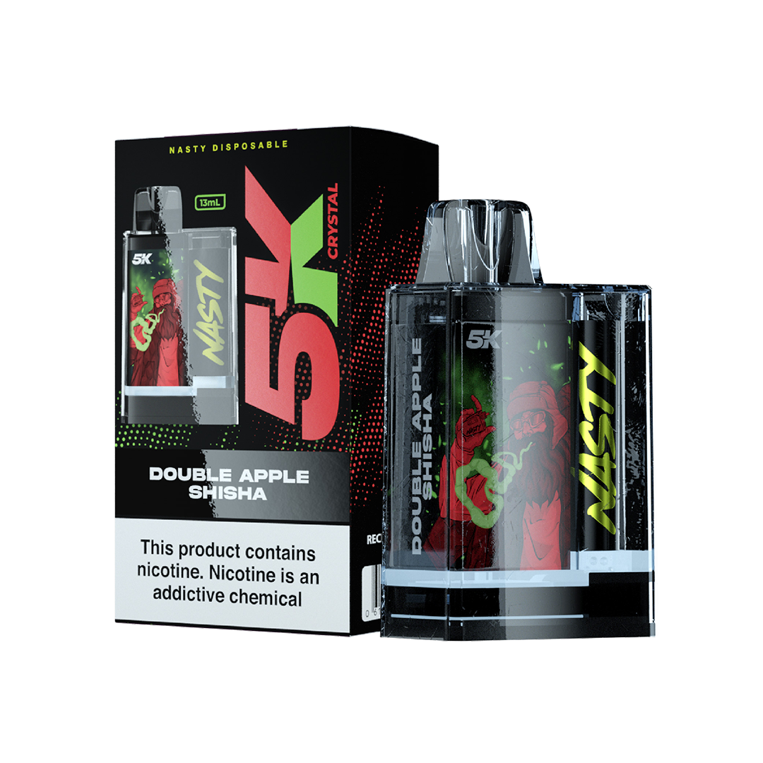 Nasty 5K Crystal - DOUBLE APPLE SHISHA 5000 puffs 5%  Jetable  xvape.ma Maroc.