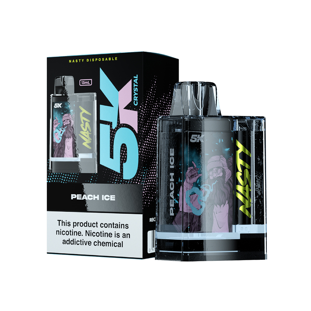 Nasty 5K Crystal - PEACH ICE 5000 puffs 5%  Jetable  xvape.ma Maroc.