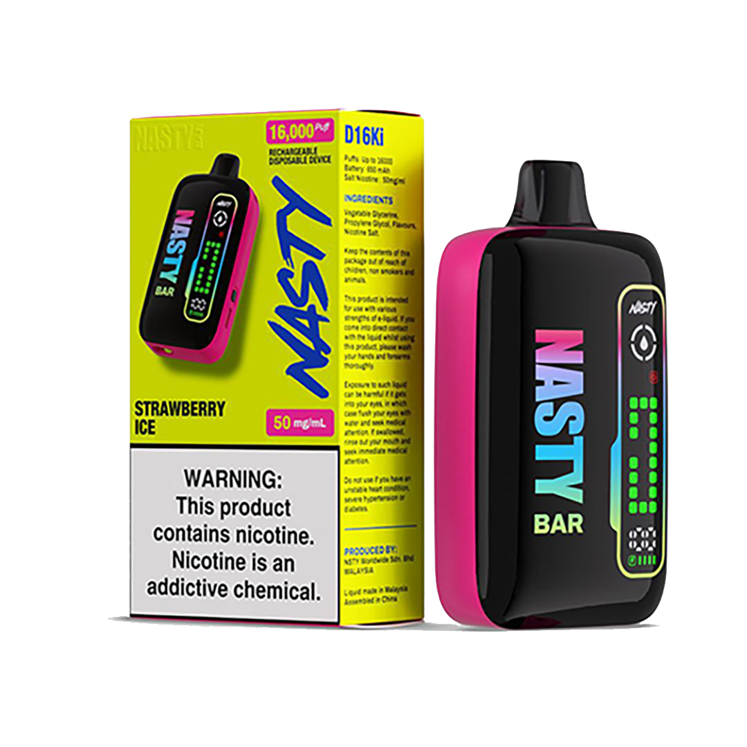 Nasty D16ki - Strawberry Ice - 16K Taffs 5%  Jetable  xvape.ma Maroc.