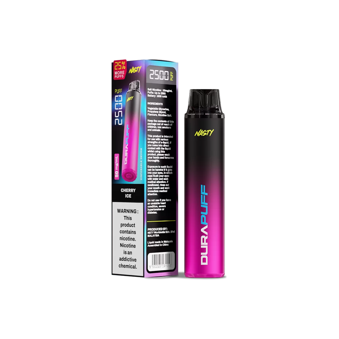 Nasty DuraPuff 2500 Strong - Cherry Ice - 50mg  Jetable  xvape.ma Maroc.