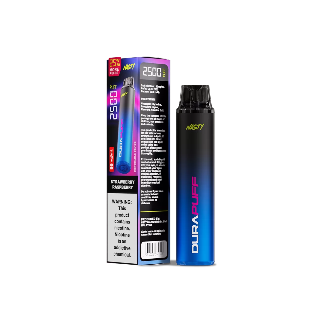 Nasty DuraPuff 2500 Strong - Strawberry Raspberry - 50mg Jetable xvape.ma Maroc.