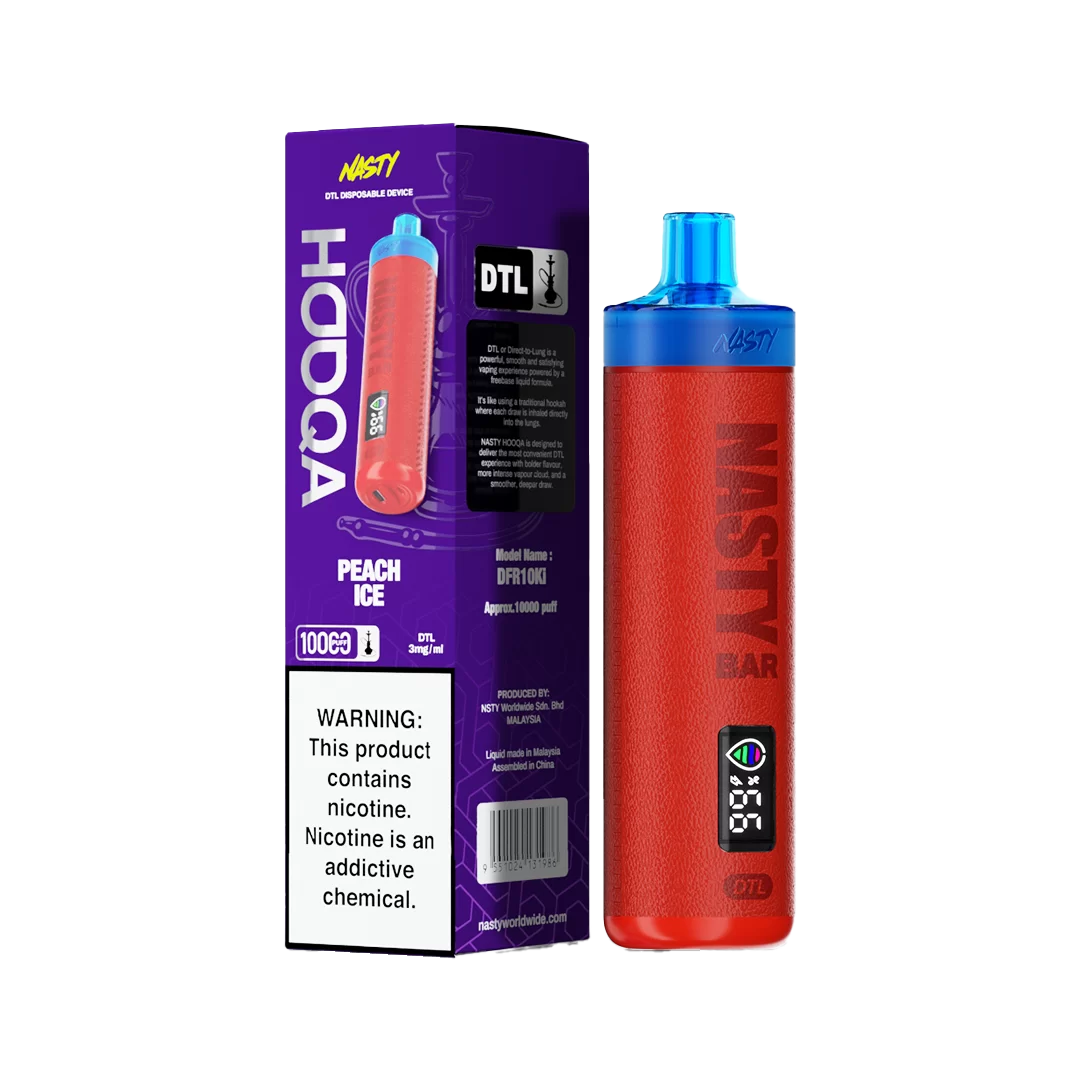 Nasty HOOQA 10K - Peach ice - 3mg  Jetable  xvape.ma Maroc.