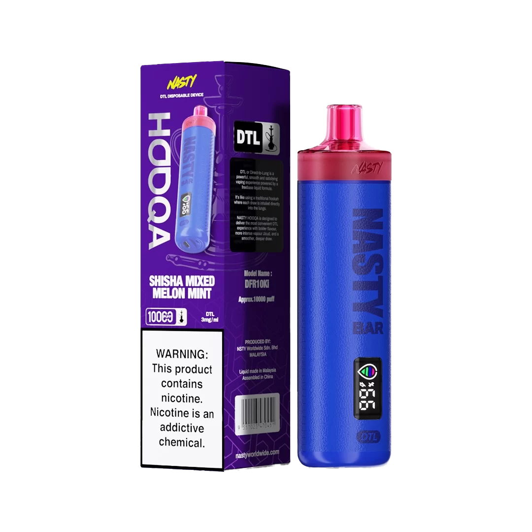 Nasty HOOQA 10K - Shisha lemon mint  - 3mg  Jetable  xvape.ma Maroc.