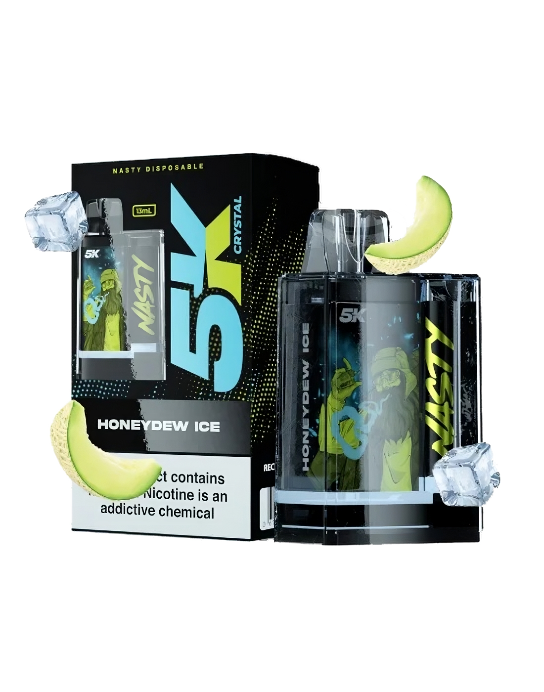 Nasty 5K Crystal - HONEYDEW ICE 5000 puffs 5%  Jetable  xvape.ma Maroc.