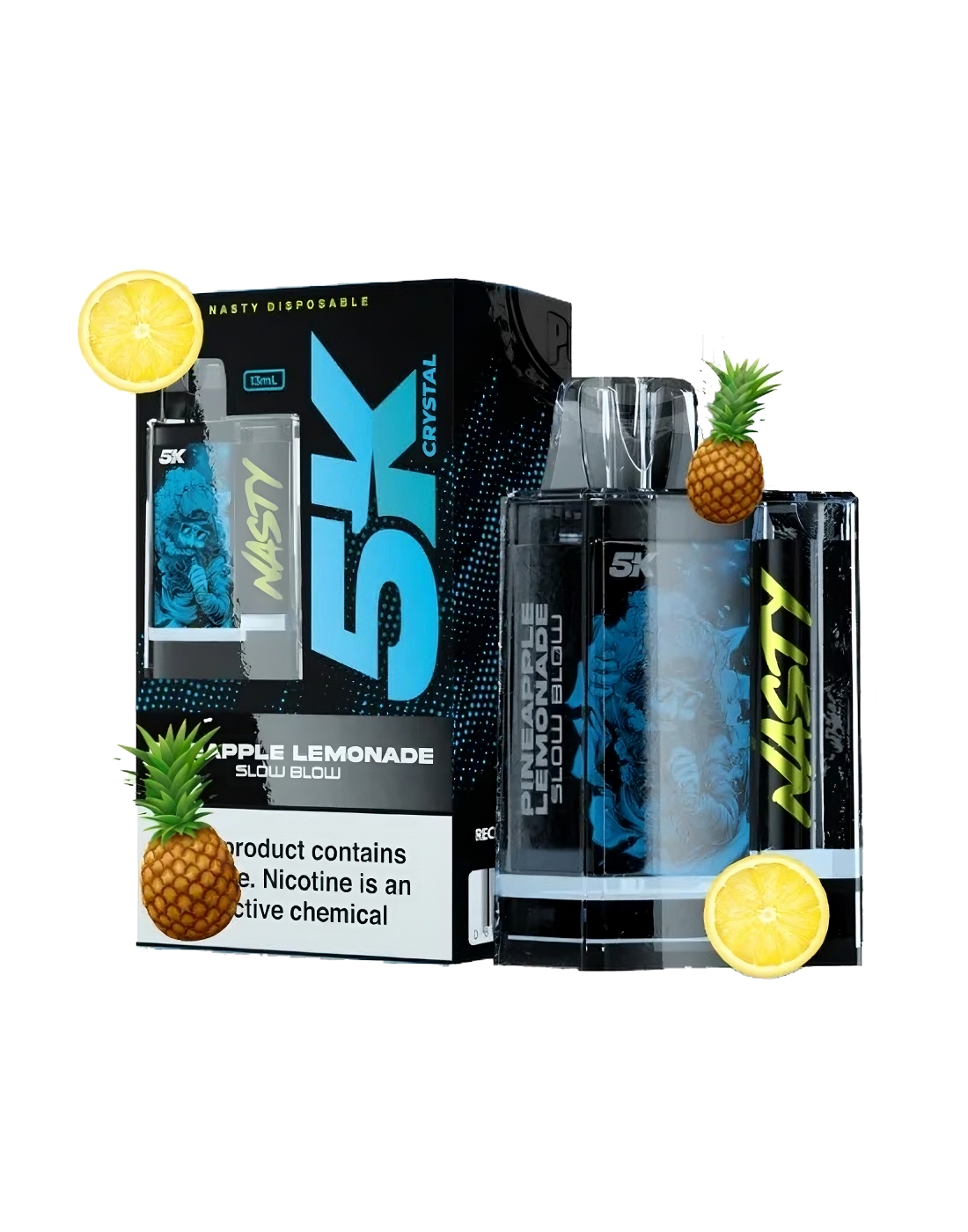 Nasty 5k Crystal - PINEAPPLE LEMONADE 5000 puffs 5%  Jetable  xvape.ma Maroc.