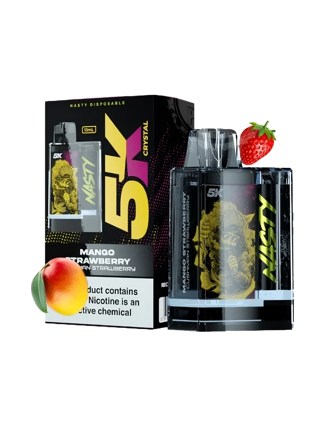 Nasty 5K Crystal - MANGO STRAWBERRY 5000 puffs 5%  Jetable  xvape.ma Maroc.