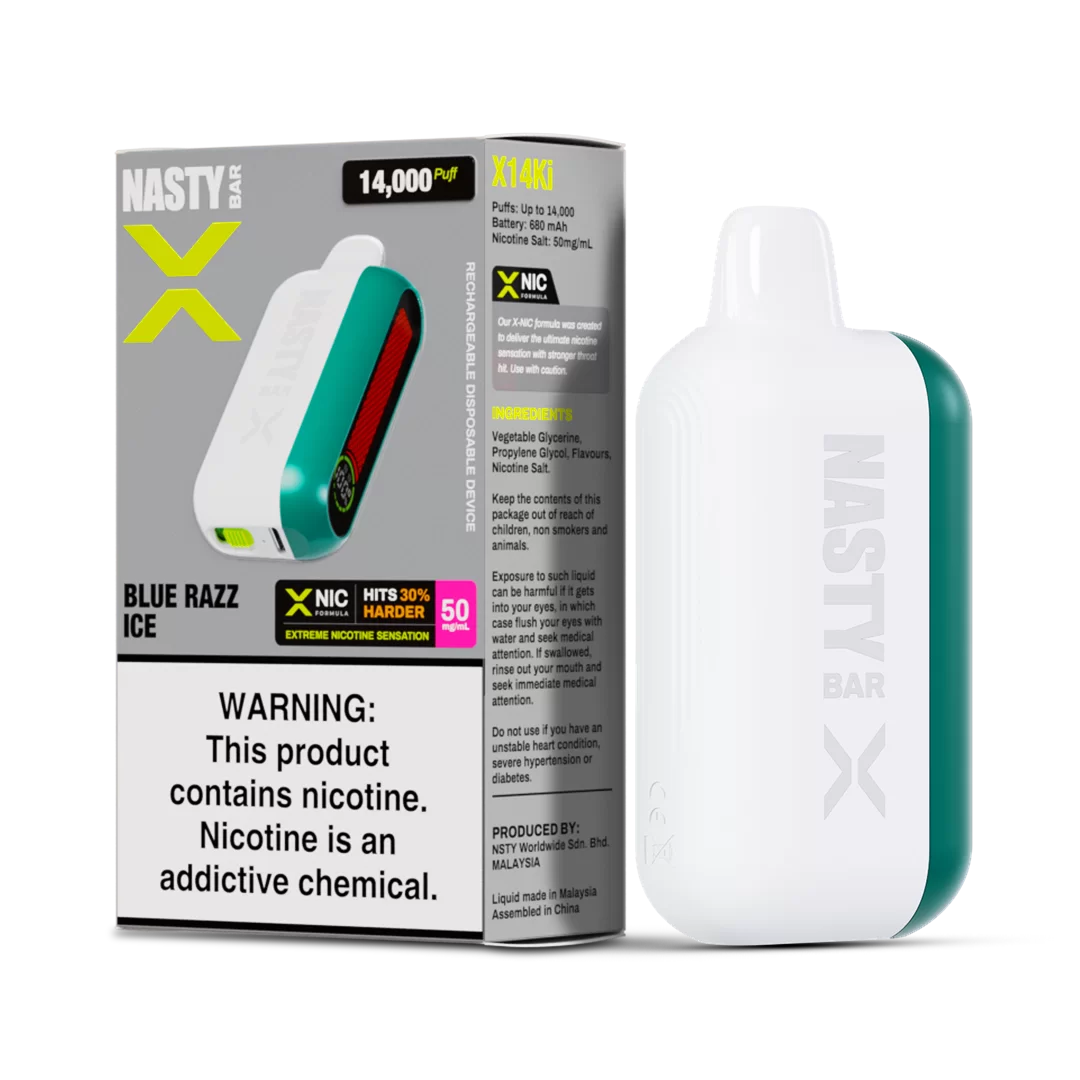 Nasty X 14K Strong - Blue Razz Ice  Jetable  xvape.ma Maroc.