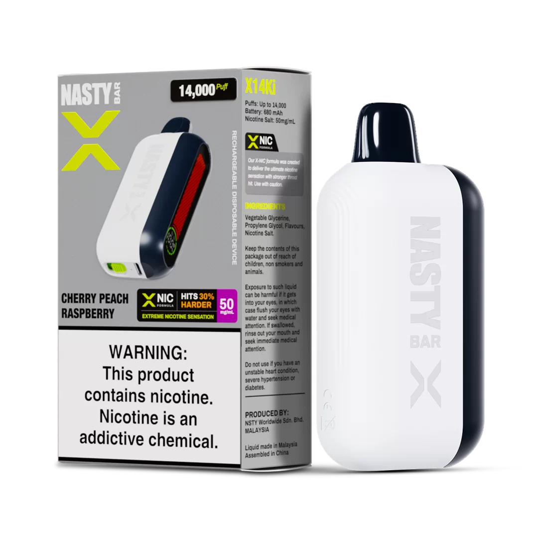 Nasty X 14K Strong - Cherry Peach Raspberry  Jetable  xvape.ma Maroc.