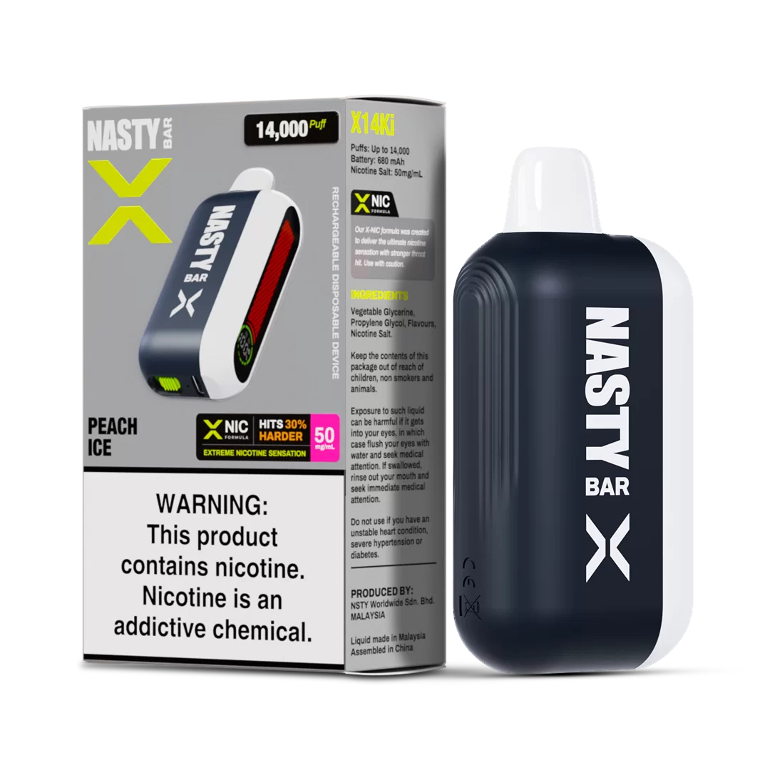 Nasty X 14K Strong - Peach Ice  Jetable  xvape.ma Maroc.
