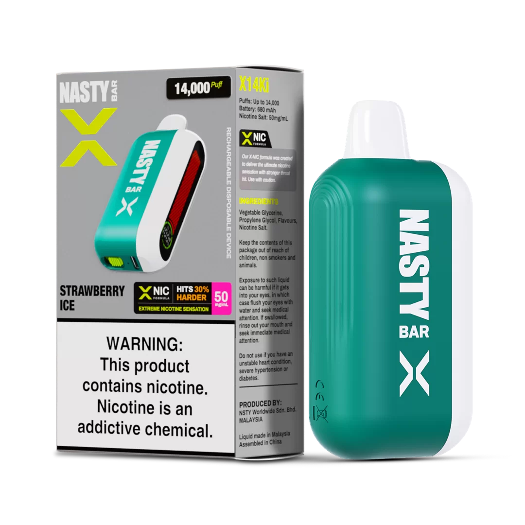 Nasty X 14K Strong - Strawberry Ice  Jetable  xvape.ma Maroc.