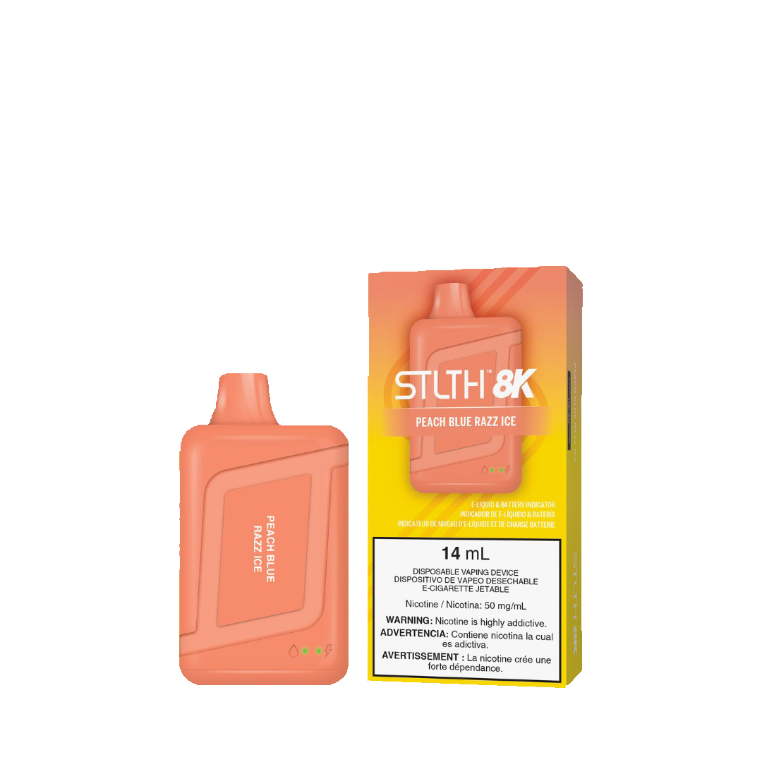 STLTH 8K - Peach Blue Razz Ice - 5% Jetable xvape.ma Maroc.
