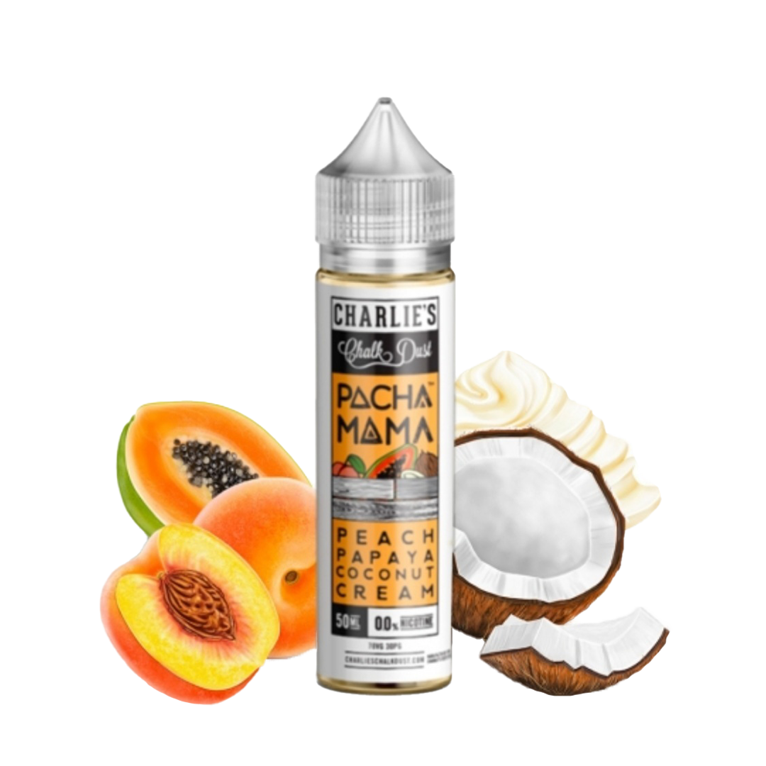 Pachamama Peach Papaya Coconut Cream 60ml  E-liquide premium  xvape.ma Maroc.