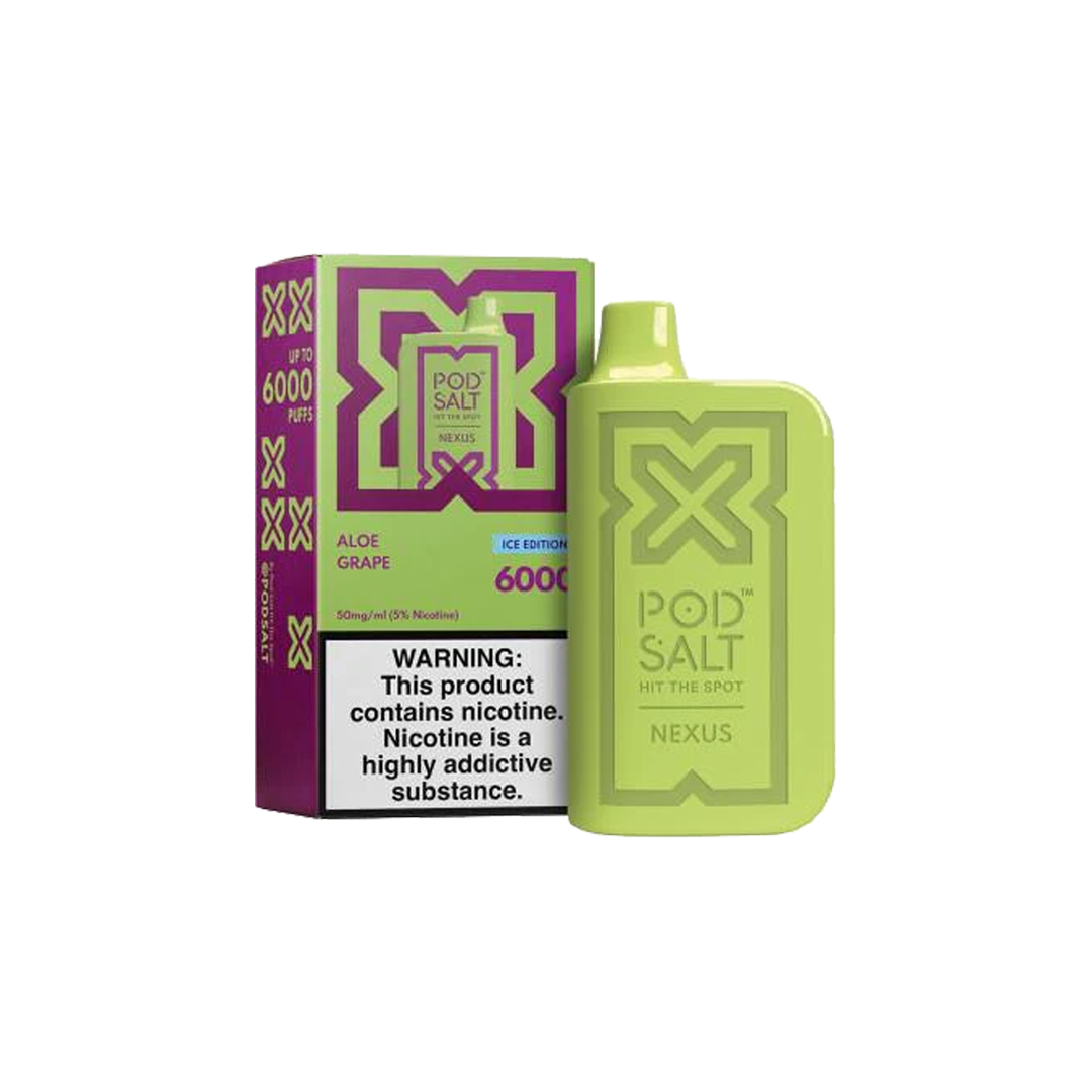 Pod Salt Nexus 6000 - Aloe Grape 5%  Jetable  xvape.ma Maroc.