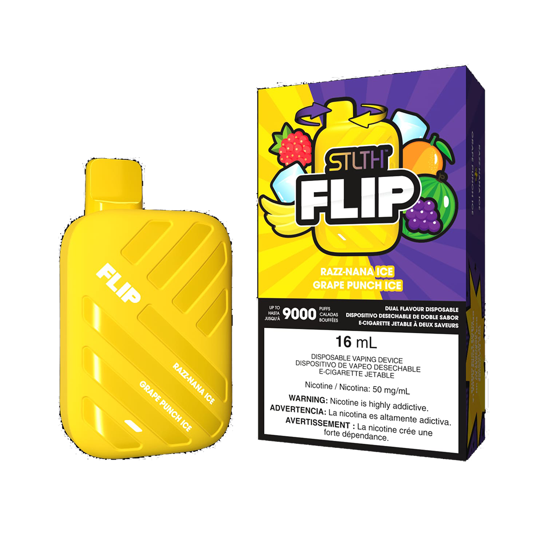 STLTH Flip 9K - Razz Nana Ice and Grape Punch Ice - 5% Jetable xvape.ma Maroc.