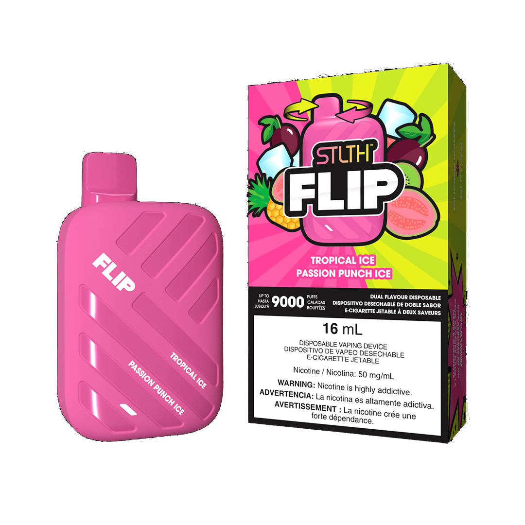 STLTH Flip 9K - Tropical Ice and Passion Punch Ice - 5% Jetable xvape.ma Maroc.