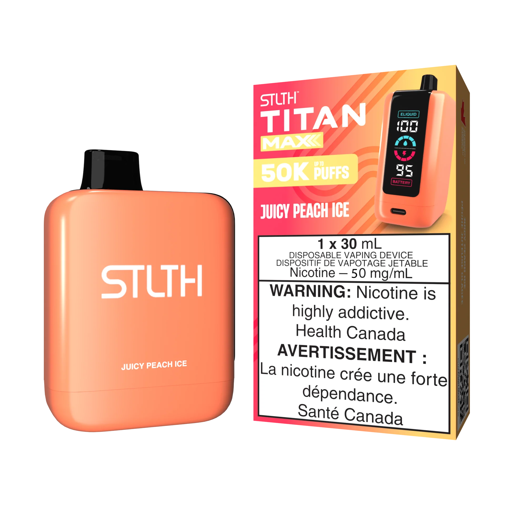 STLTH TITAN MAX 50K - Juicy Peach Ice - 5%  Jetable  xvape.ma Maroc.