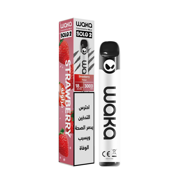 WAKA solo 2 3000 puffs - Strawberry 2%  Jetable  xvape.ma Maroc.