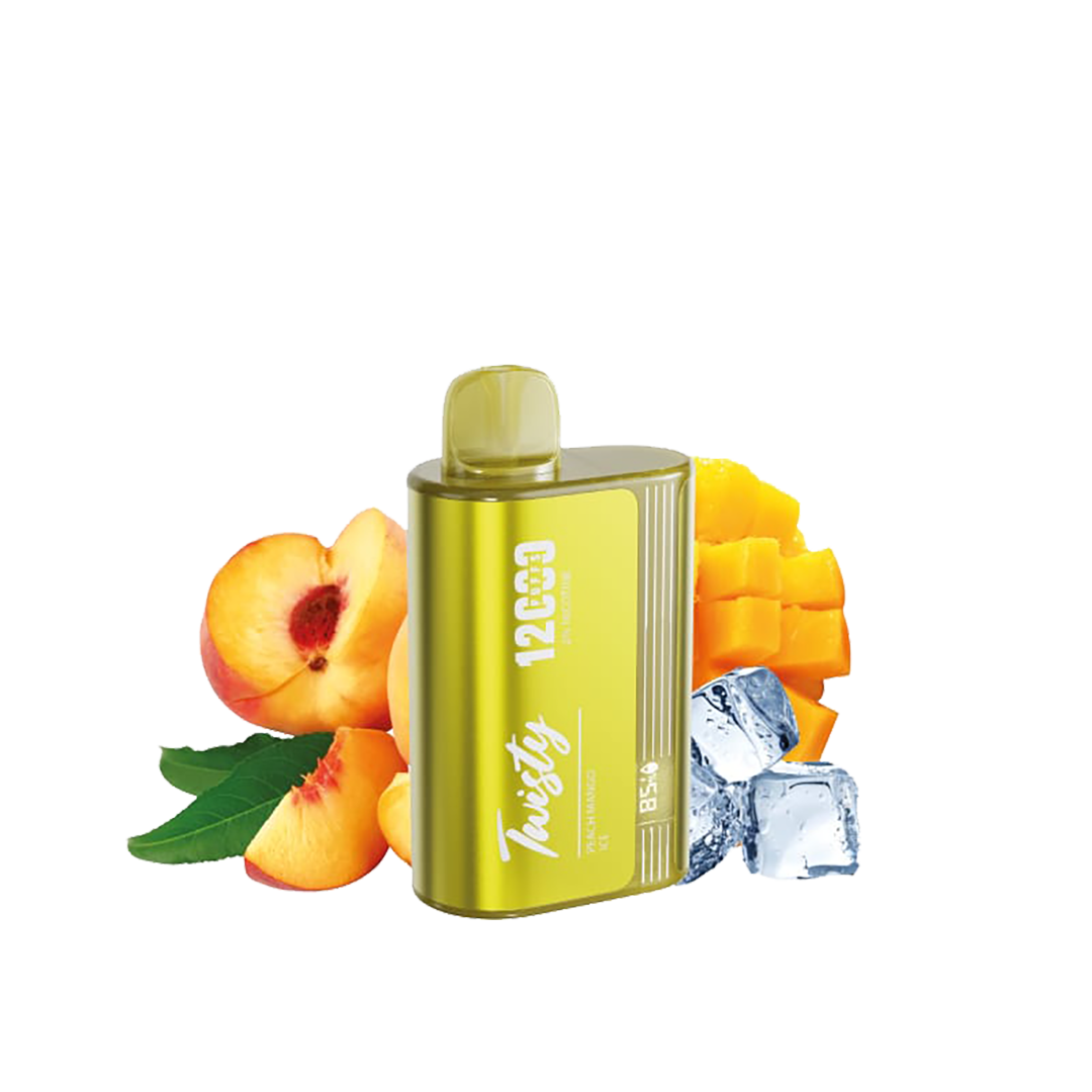 Twisty 12000 Puffs - Peach Mango Ice - 2% / 5%  Jetable  xvape.ma Maroc.