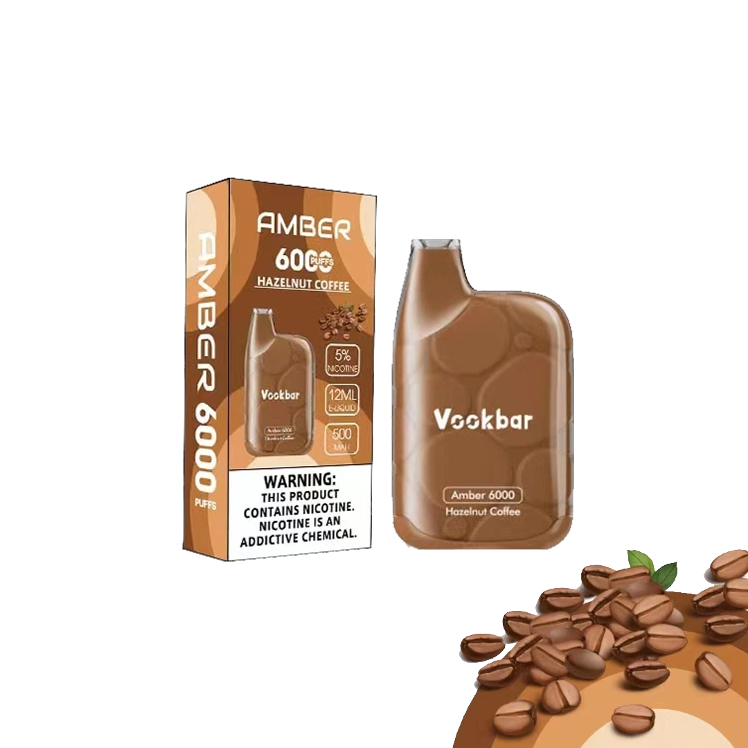 VOOKBAR Amber - Hazelnut Coffee - 6000 Taffs 5%  Jetable  xvape.ma Maroc.