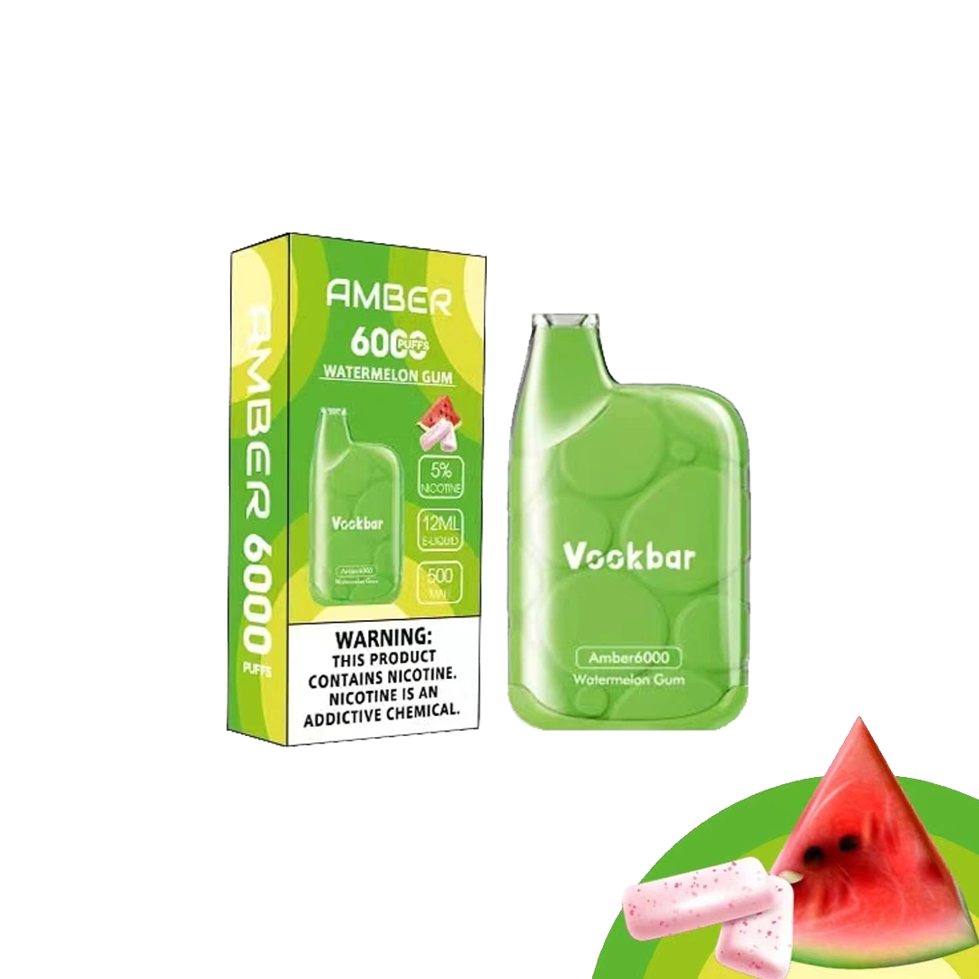 VOOKBAR Amber - Watermelon Gum - 6000 Taffs 5%  Jetable  xvape.ma Maroc.