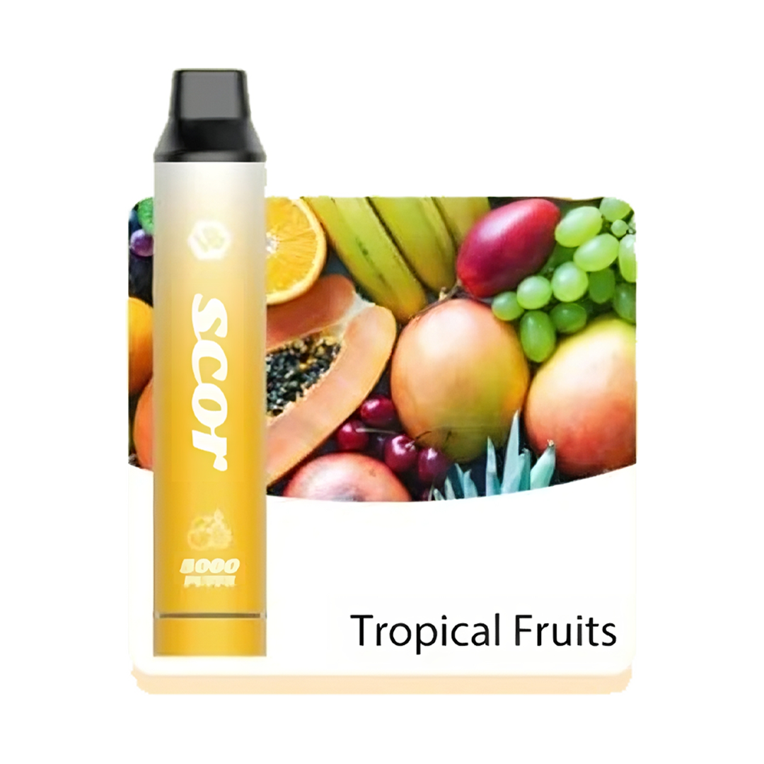 VOOKBAR SCOR - Tropical Fruits - 5000 Taffs 5%  Jetable  xvape.ma Maroc.