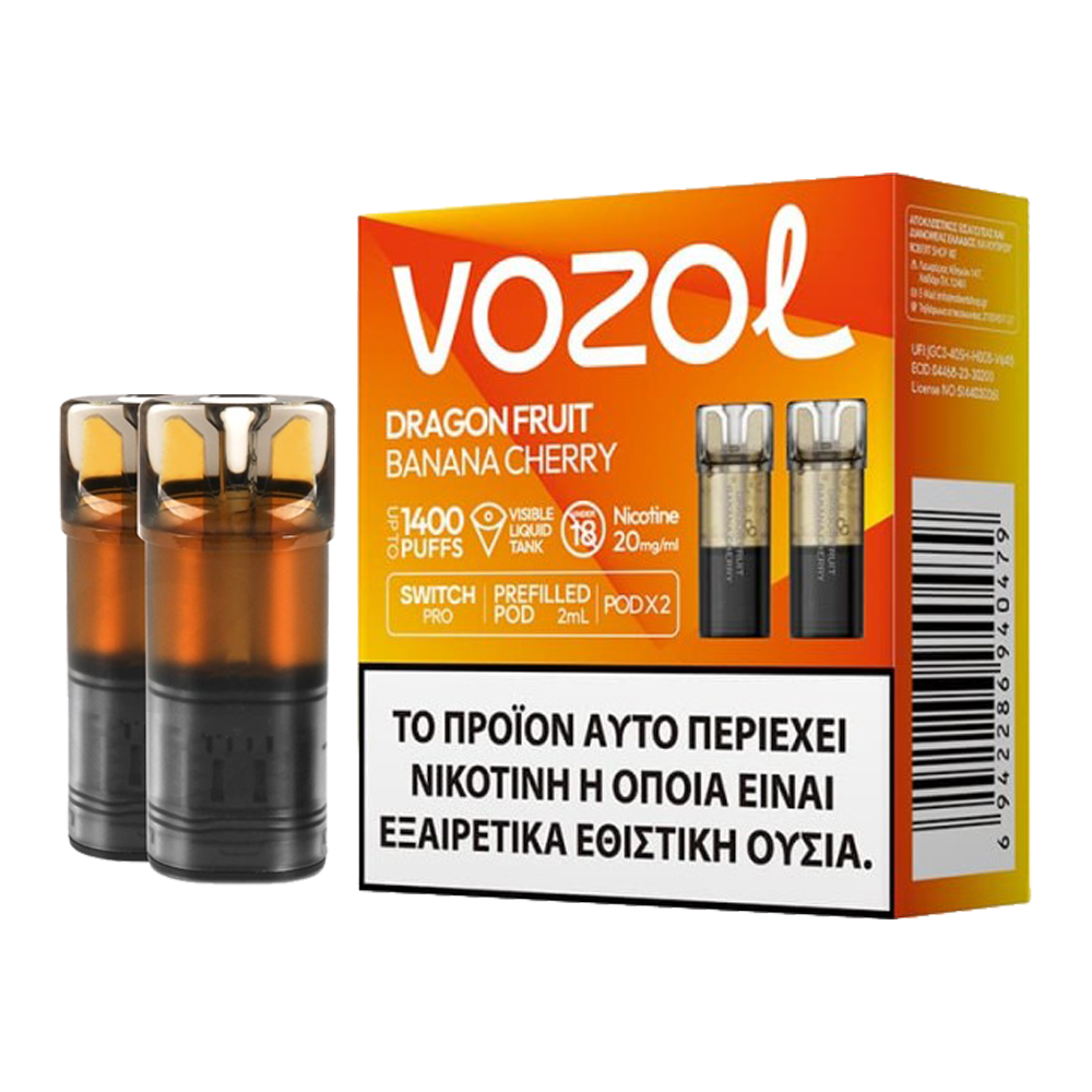 VOZOL Switch 700 Pod - Dragon Fruit Banana Cherry  Cartouches Pré-Remplies  xvape.ma Maroc.