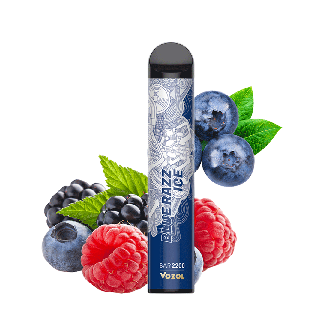 Vozol 2200 BLUE RAZZ ICE  Jetable  xvape.ma Maroc.