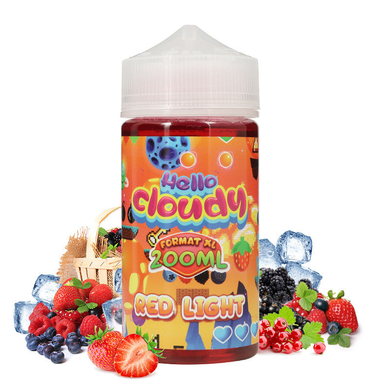 Hello Cloudy - Red Light 200mL  E-liquide premium  xvape.ma Maroc.