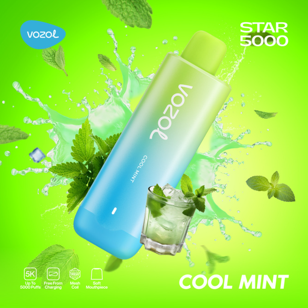 Vozol Star 5000 Puffs - Cool Mint - 5%  Jetable  xvape.ma Maroc.
