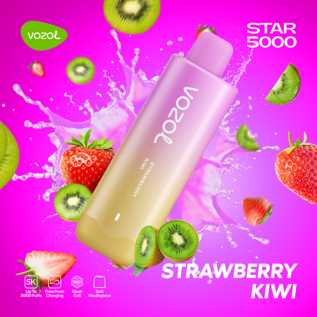 Vozol Star 5000 Puffs - Strawberry Kiwi - 5% Jetable xvape.ma Maroc.