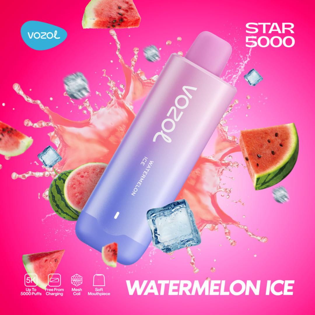 Vozol Star 5000 Puffs - Watermelon Ice - 5%  Jetable  xvape.ma Maroc.